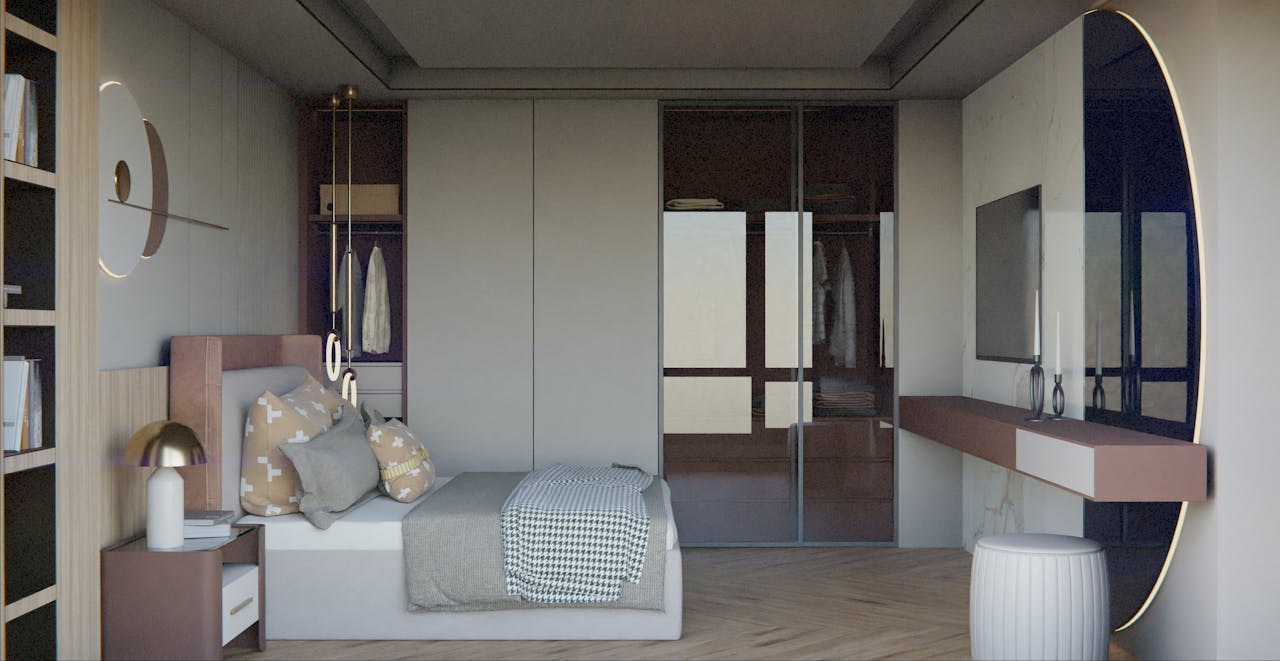 Mastering the First Impression: Your intriguing post title goes here Chic and minimalist bedroom with contemporary design in Uşak, showcasing elegant furnishings.